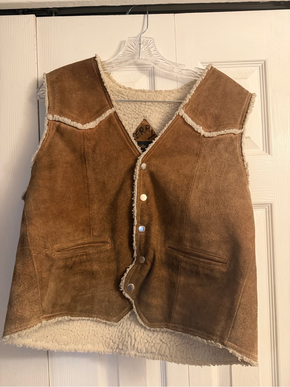 Vintage 70s Suede Shearling Suede Western Vest in Brown by Grande Bay size M